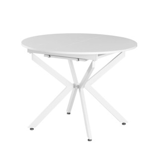 Jedálenský stôl, okrúhly, 100cm, rozkladací, MDF, biely, ABERO TYP 1