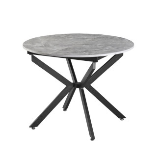 Jedálenský stôl, okrúhly, 100cm, rozkladací, MDF, betón, čierny, ABERO TYP 1