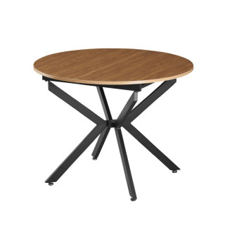 Jedálenský stôl, okrúhly, 100cm, rozkladací, MDF, dub svetlý, čierny, ABERO TYP 1
