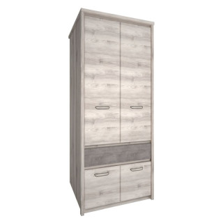 Skriňa, 86cm, vešiaková, gaštan nairobi, onyx, zrkadlo, JESI NEW 4D1S