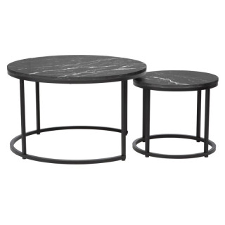 Konferenčné stolíky, set 2 ks, 80x80cm, tmavosivý, čierny, CIRKO