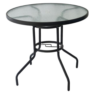 Jedálenský stôl, okrúhly 80cm, sklo, čierny, BORGEN NEW TYP 2