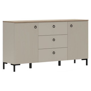 Komoda, 150cm, sivohnedá Taupe, dub silverjack, kombinovaná, DOMCA 2D3S