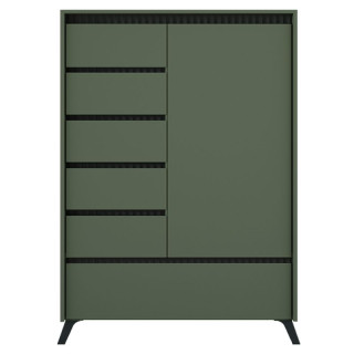 Komoda, 95cm, smoke zelená, čierna, kombinovaná, LONGY REG1D5S1K