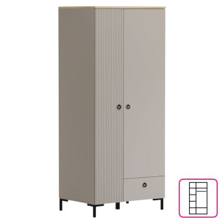 Skriňa, 86cm, kombinovaná, sivohnedá Taupe, dub silverjack, DOMCA 2D1S