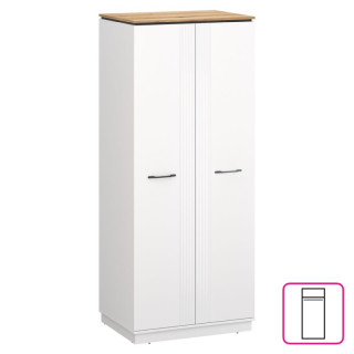Skriňa, 85cm, vešiaková, biela, dub evoke, VELIS 2D