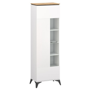 Vitrína, 67cm, biela, dub evoke, VELIS 1D