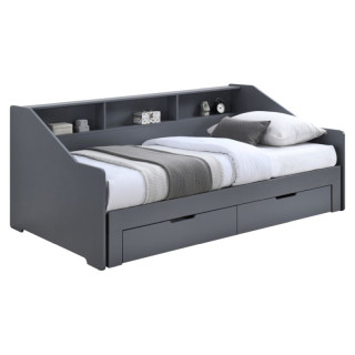 Rozkladacia posteľ s úložným priestorom, 90-180x200, sivá, MONETA
