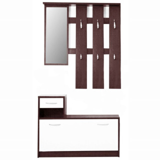 Predsieňová zostava, 100cm, wenge, biela, MECKI