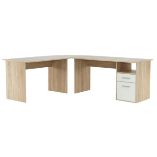PC stôl, 203x176cm, dub sonoma, biely, MAURUS NEW MA11