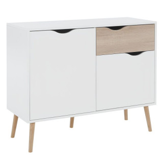 Komoda, 98cm, kombinovaná, dub sonoma, biela, OSLO 75387