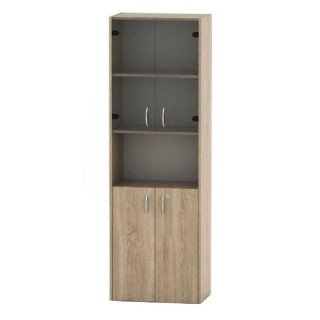 Regál, 57cm, policový, so sklom, dub sonoma, TEMPO ASISTENT NEW 004