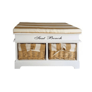 Lavica, 70cm, s vankúšom, biela, medová, SEAT BENCH 4