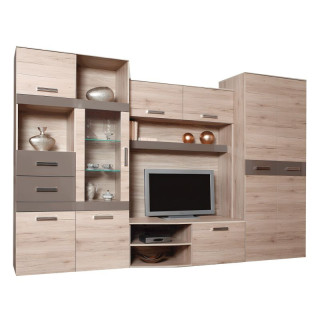 Obývacia stena, 300cm, dub san marino, latte, ASSOR