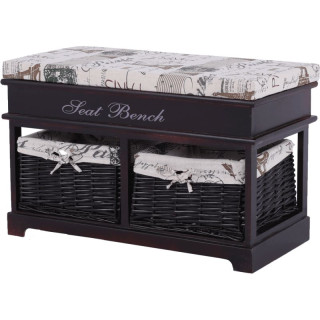 Lavica, 70cm, s vankúšom, tmavohnedá, SEAT BENCH 3