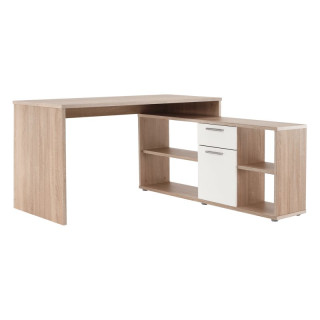 PC stôl, 135x135cm, dub sonoma, biely, NOE NEW