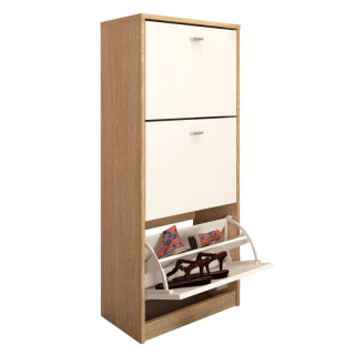 Trojradový botník, 50cm, dub sonoma, biely, VIVAT NEW TYP 2