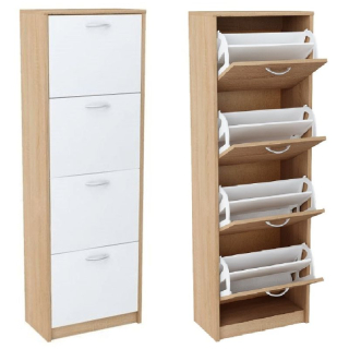 Štvorradový botník, 50cm, dub sonoma, biely, VIVAT NEW TYP 3