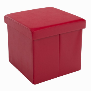 Skladací taburet, 40cm, ekokoža červená, TELA NEW