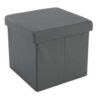 Skladací taburet, 40cm, ekokoža sivá, TELA NEW