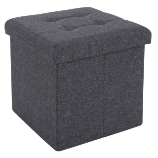 Taburet, 38cm, úložný priestor, tmavosivá látka, FALON