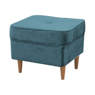 Moderný taburet, 40cm, látka petrolejová, drevo buk, RUFINO 3 NEW