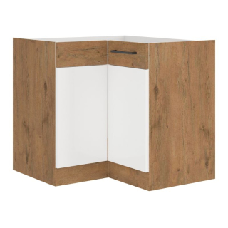 Spodná skrinka rohová, 83cm, biely lesk, dub lancelot, VEGA DN 1F BB