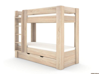 Drevona, Posteľ, REA PIKACHU, poschodová, ľavá, dub bardolino
