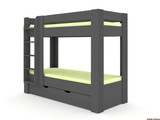 Drevona, Posteľ, REA PIKACHU, poschodová, ľavá, graphite