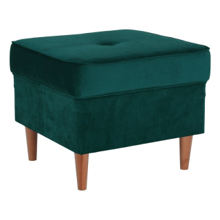 Moderný taburet, 40cm, látka zelená, drevo orech, RUFINO 3 NEW