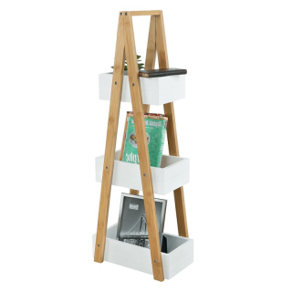 Regál, 30cm, bambus, prírodný, biely, VEGO