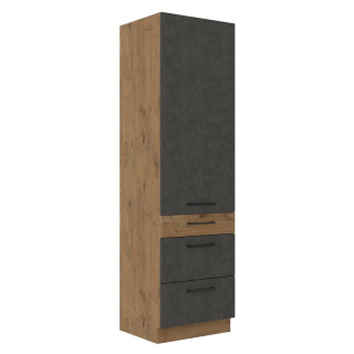 Vysoká skrinka, 60cm, sivá, dub lancelot, VEGA 60 DKS-210 3S 1F