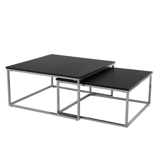 Set dvoch konferenčných stolíkov, 75x75cm, čierny, chróm, AMIAS