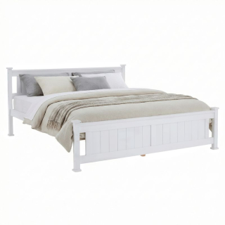 Manželská posteľ, 160x200, s roštom, biela, LUCAS NEW