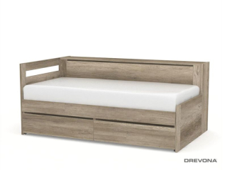 Drevona, posteľ REA CROBAT, s úložným priestorom a perinákom, dub canyon