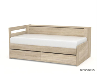 Drevona, posteľ REA CROBAT, s úložným priestorom a perinákom, dub bardolino
