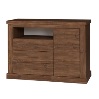 Komoda, 123cm, kombinovaná, dub stirling, HILARD AR6