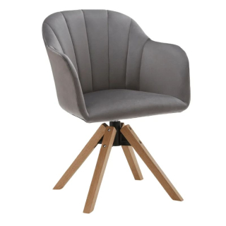 Otočné kreslo, buk drevo, svetlosivá látka, DALIO