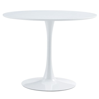 Jedálenský stôl, okrúhly 110cm, MDF, biely, REVENTON NEW