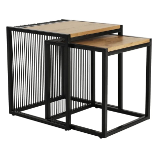Set dvoch konferenčných stolíkov, 45x45cm, dub, čierny, RIMBO