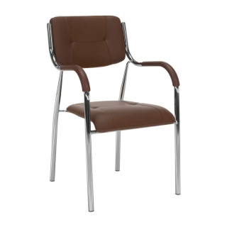 Stohovateľná stolička, hnedá ekokoža, nohy chróm, ILHAM