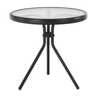 Záhradný, konferenčný stolík, čierna oceľ, tvrdené sklo, HABIR