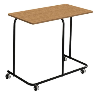 Pojazdný príručný stolík, 60x40cm, dub, čierny, ALLYRA