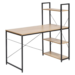 PC stôl, 120x60cm, viacúčelový stôl, dub, čierny, VEINA