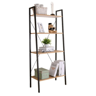 Regál, 60cm, 4-policový, dub, čierny, THEA