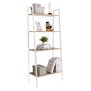 Regál, 60cm, 4-policový, dub, biely, THEA