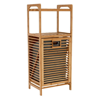 Kôš na bielizeň, 40cm, bambus prírodný, sivá látka, KERI NEW