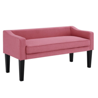 Lavica, 127cm, ružová látka, čierne drevo, FIRONA