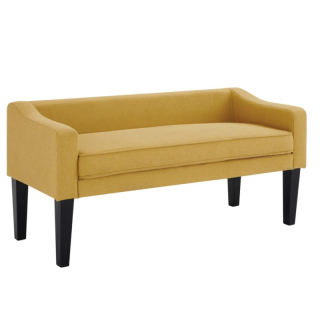 Lavica, 127cm, žltá látka, čierne drevo, FIRONA