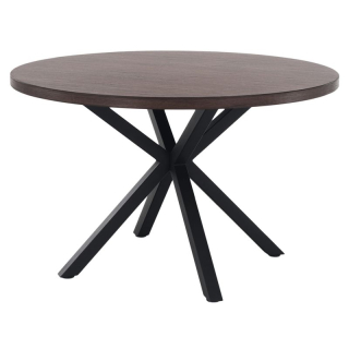 Jedálenský stôl, okrúhly 120cm, MDF, tmavý dub, čierny, MEDOR